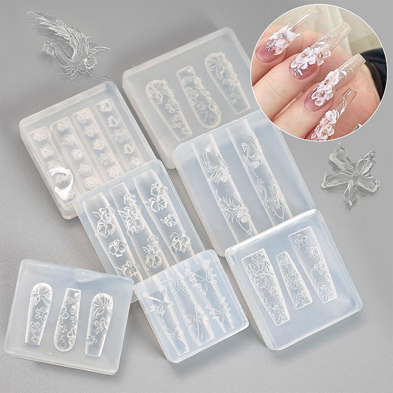 3D Silicone Relief Mold Butterfly Flower Design Nails Diy Design Nail Art Decorations Silicone Nail Mold Nail Accessories