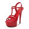 Sexy Women Platform Heels Cross Strap Ankle Buckle Sandals 15cm Stiletto Heeled Nightclub Pole Dance Shoes
