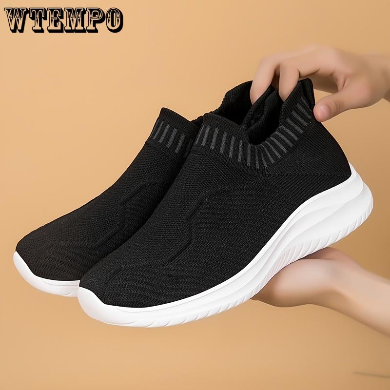 Женские дышащие кроссовки Slip On, легкие вязаные кроссовки с мягкой подошвой, удобные низкие туфли
