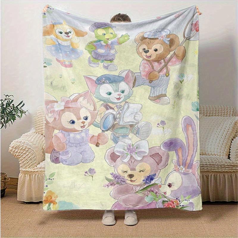 1pc, Duffy and Friends (13) Home Decor Flannel Blanket, Perfect Gift for Bedroom, Living Room, Travel, Camping, Car, Beach, Office Nap, Ideal Sofa Thr