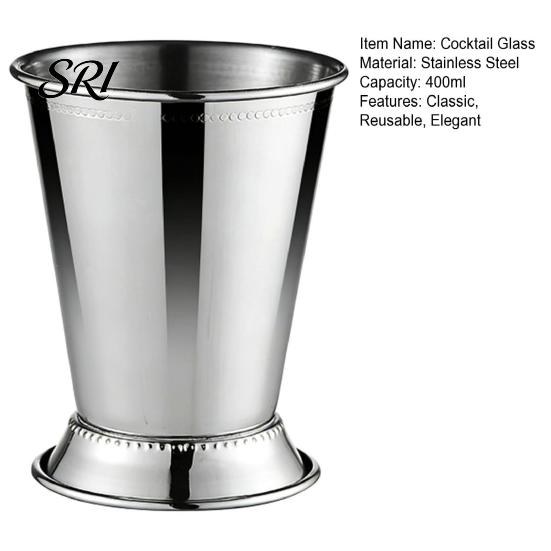 Temperature Retaining Wine Glass Cocktail Stainless Steel Julep Cups 400ml Reusable Southern-style Elegant Metal Drinkware for Home Bar Use