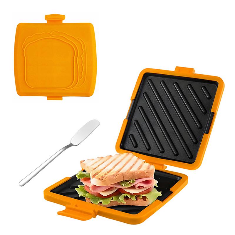 Multifunctional Silicone Baking Pan With Butter Knife Quick Heating Microwave Oven Toaster Sandwich Plate For Kitchen 1Pc