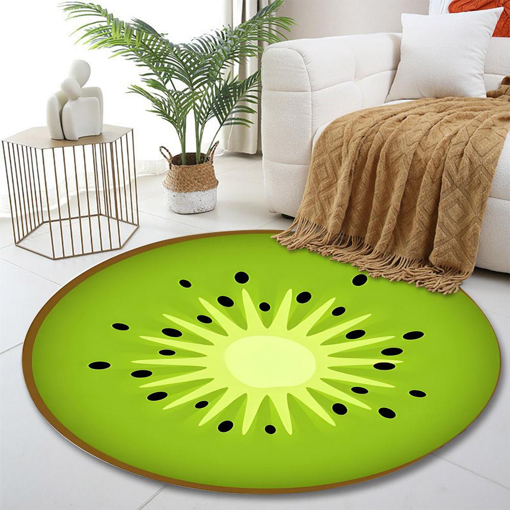 Kiwi Fruit Slice Pattern Rug Print round rug, living room, bedroom, playroom carpet, non slip floor mat, gift