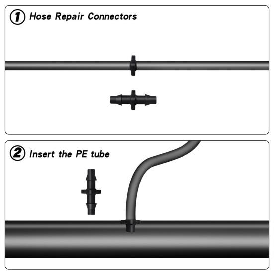 50 шт. Ёршовые соединители для шланга Капельный полив 1/4" Универсальные фитинги Тройник Т-образные соединители для 4/7 Водяной трубки Сад Газон Цветочный горшок