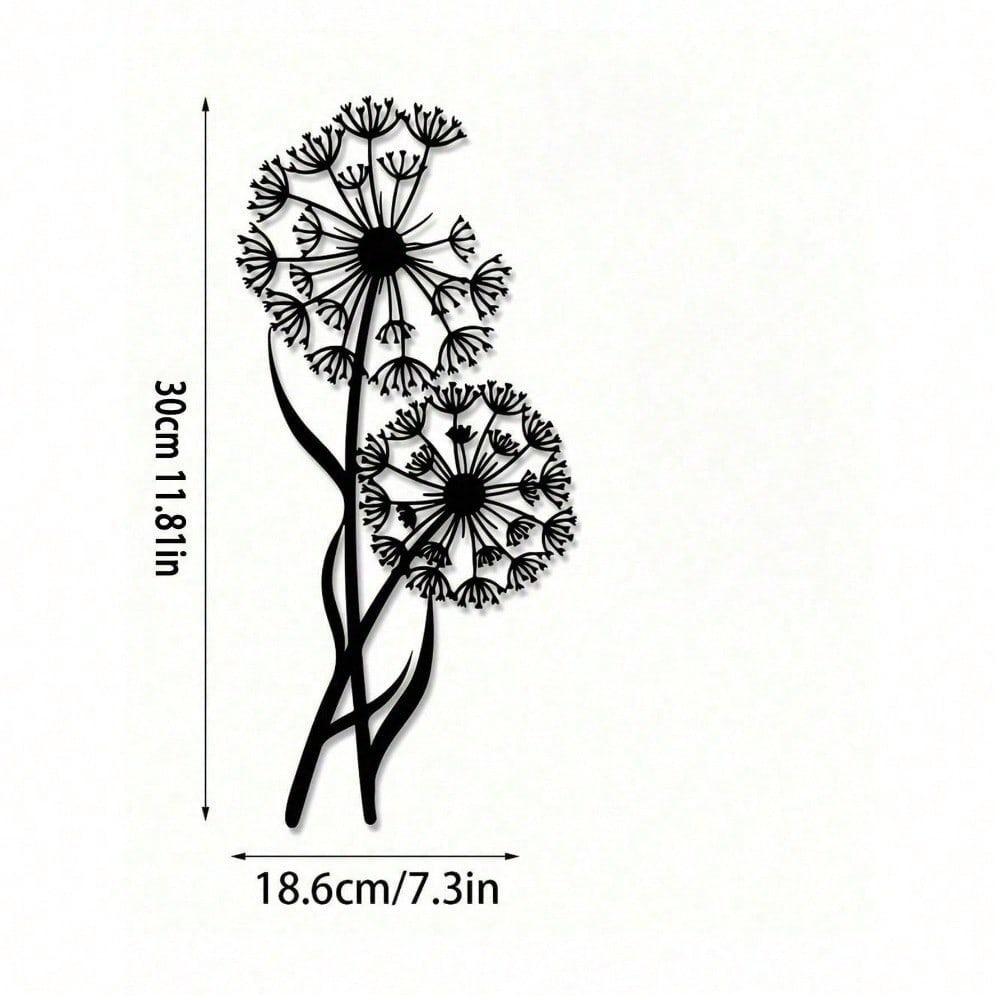 1 PC Black Iron Wall Art Elegant Flying Dandelion Modern Home Decor for Bedroom, Living Room, or Bathroom. Waterproof, Rustproof & Durable Wall Decor