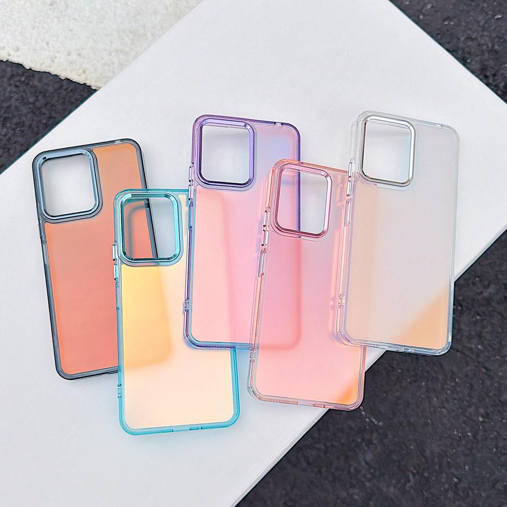 KEYSION Модный цветной градиентный чехол с лазерным эффектом для Xiaomi POCO M6 Pro, ударопрочная задняя крышка из мягкого ТПУ+ПК для POCO X6