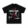 Летняя мода 2025 Linkin Park Linkin Park Американский винтаж Принт с фигурой Тяжелый хлопок Свободная футболка с коротким рукавом для мужчин_женщин
