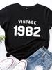 Vintage 1982 Harfli Print Ayollar Futbolkasi Qisqa Qo'lli O-bo'yinli Keng Ayollar Futbolkasi Ayollar Futbolkasi Top Kiyim Camisetas Mujer