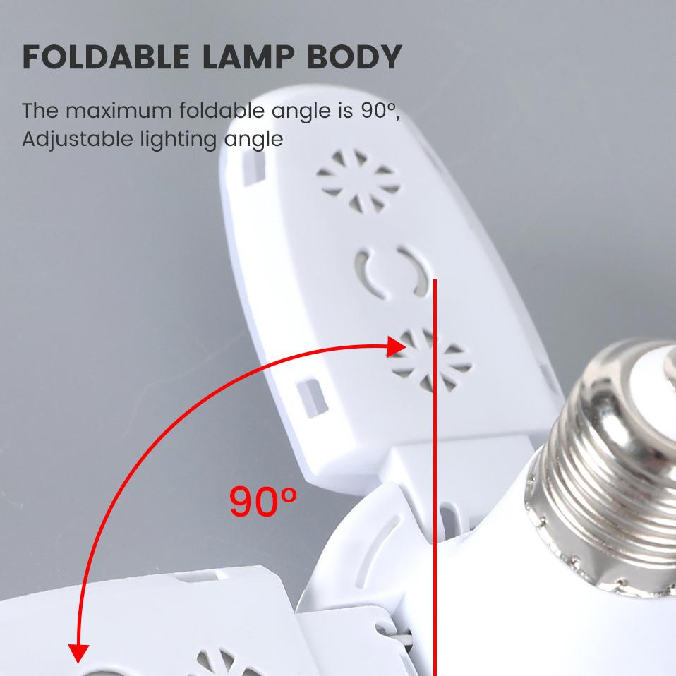 2024 LED Foldable Bulb with Fan Shape Blade Panels for Home Ceiling Light Folding Lamp