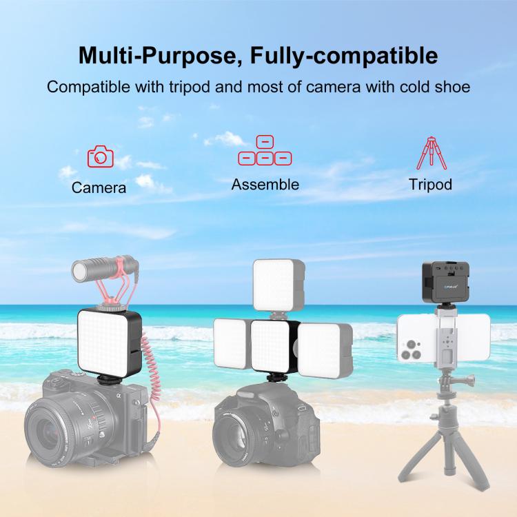 PULUZ 100 LED 5W 3-color Temperatures Adjustable Video Splicing Fill Light for Camera / Video Camcorder (Black)