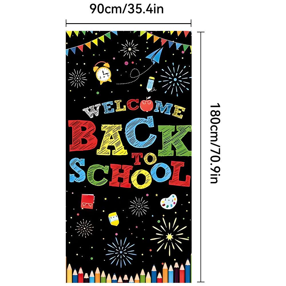 Back To School Banner Welcome Back To School Door Cover Backdrop Polyester Hanging Banner Front Door Porch Sign for First Day