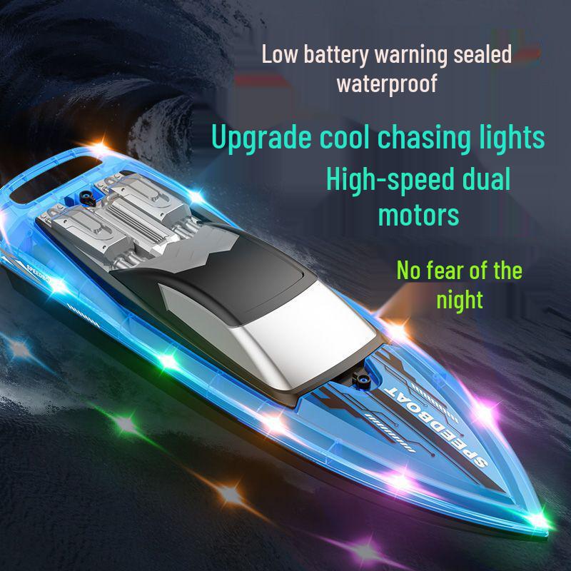 High-Speed Dual-Motor RC Boat - Waterproof Twin-Propeller Speedboat Toy for Kids