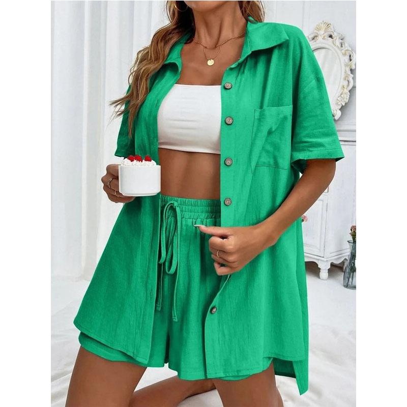 Solid Loose Color Short Casual Pants Sets For Women 2026 Elegant Summer Womens Two Pieces Suit Full Set Female Loose Clothes