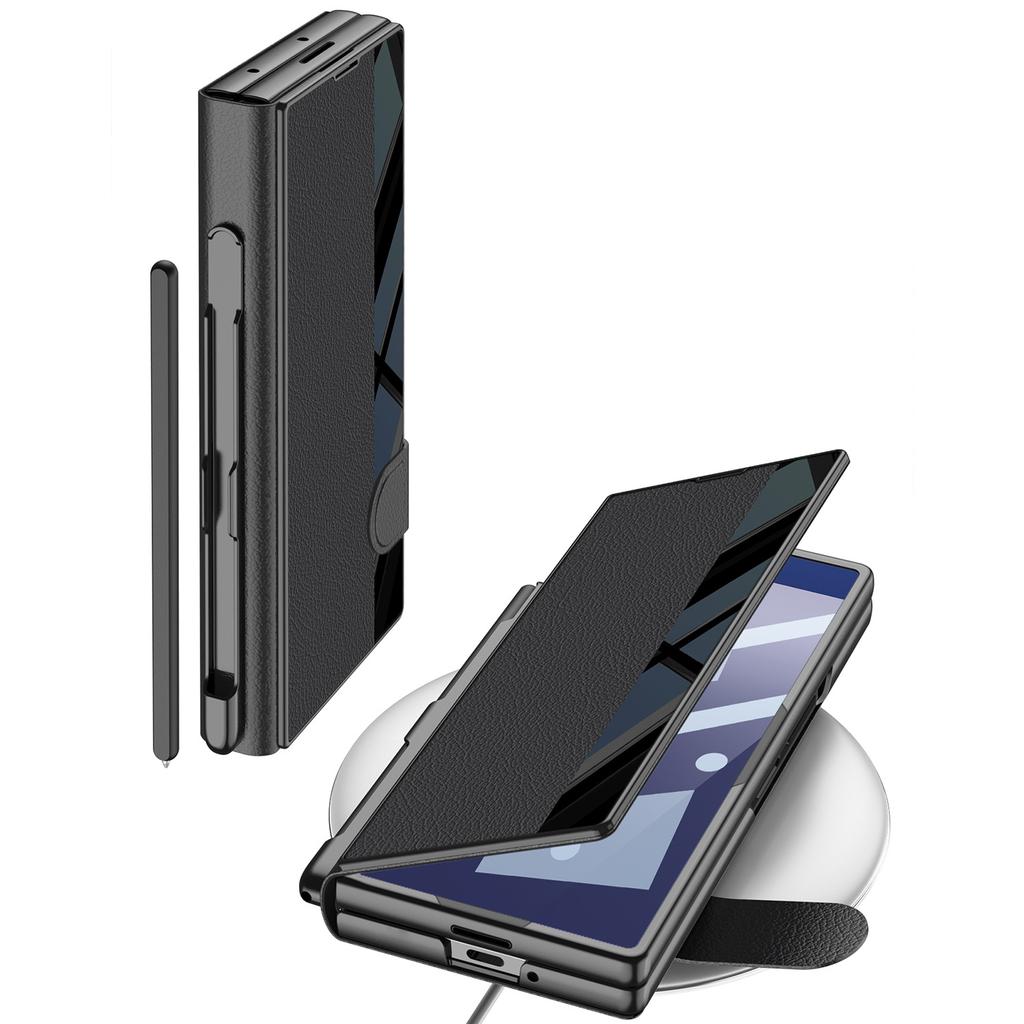 Чехол для мобильного телефона Samsung ZFold7, деловой, складной экран, ZFold6, откидная крышка, пленка, интегрированный слот для ручки, кожаный чехол