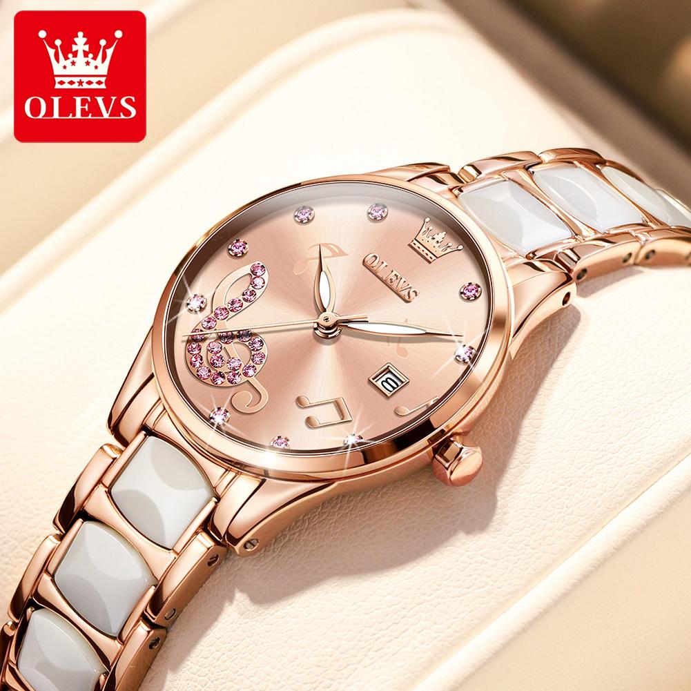 OLEVS Brand Ceramic Room Steel Strip Quartz Women's Watch 3605