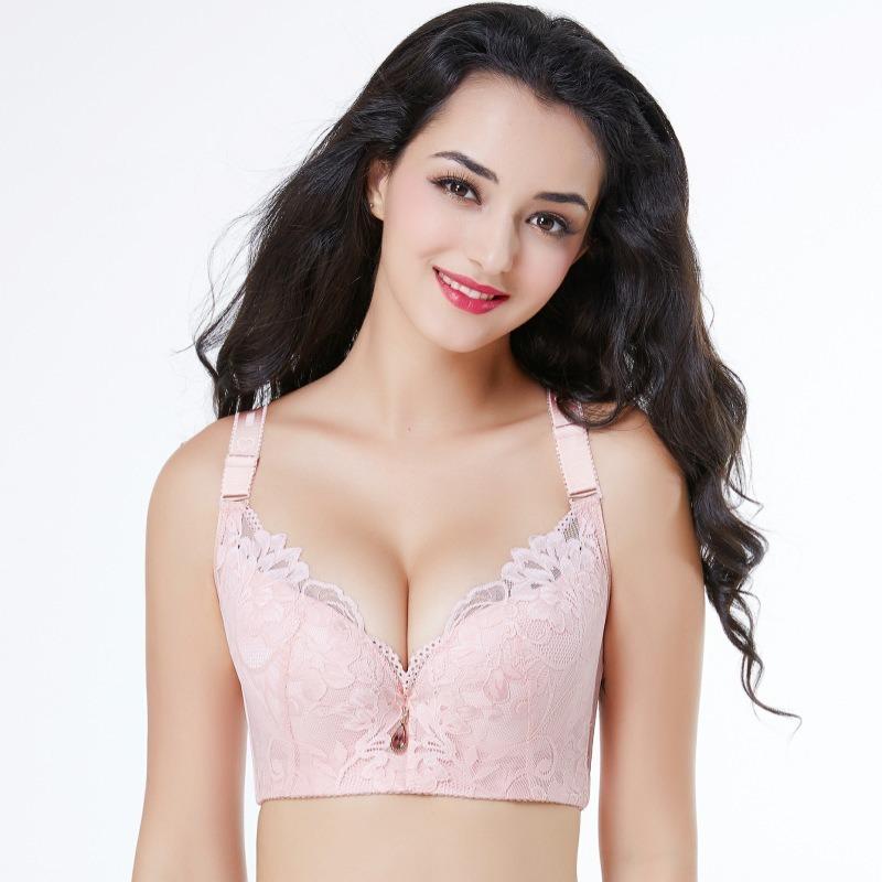 Бюстгальтер большого размера, кружевное, дышащее, присборенное и регулируемое женское нижнее белье с тонким бюстгальтером для коллекции с боковой грудью