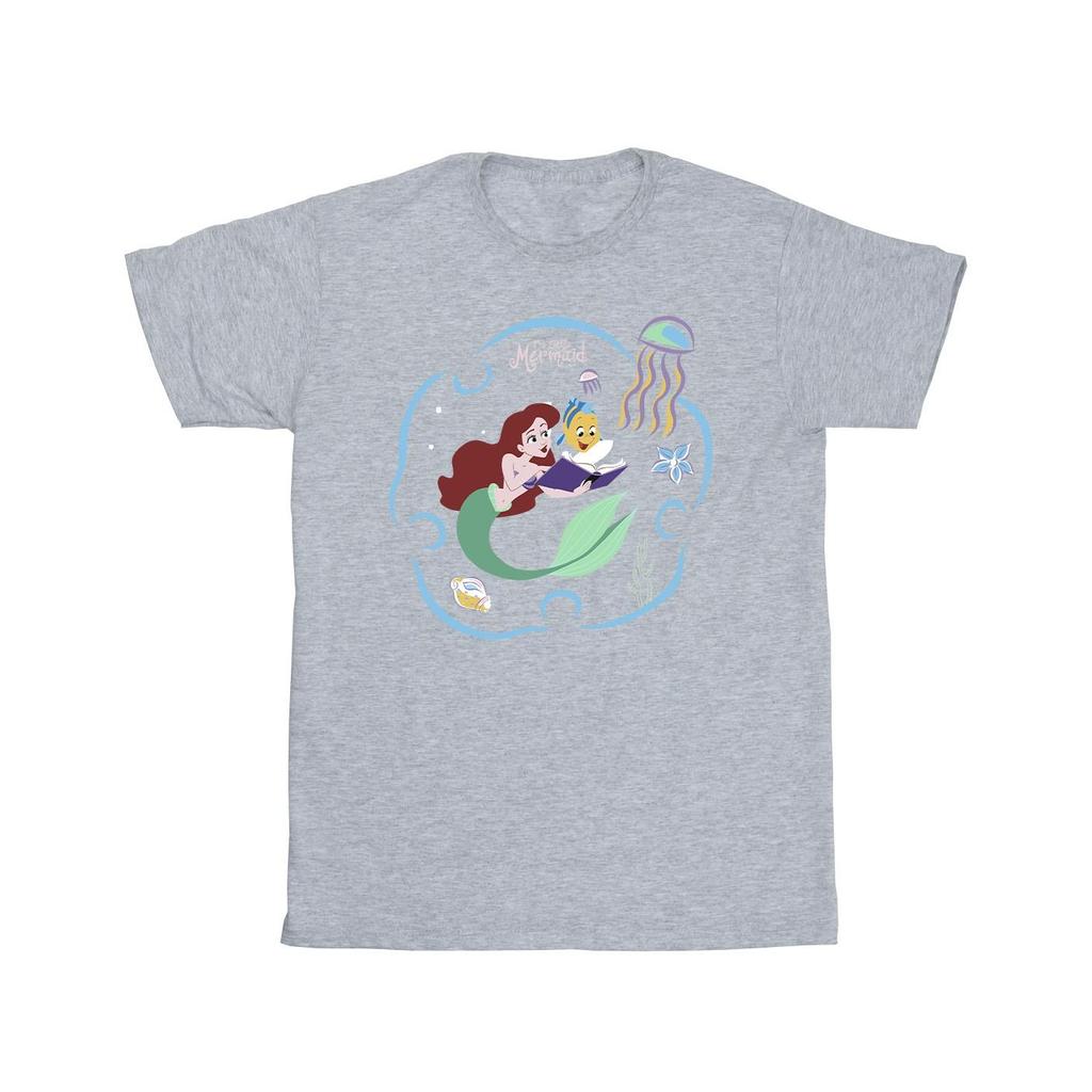 Disney Girls The Little Mermaid Reading A Book Cotton T-Shirt
