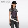 Miss Sixty Кружевная футболка с леопардовым принтом и иллюзией многослойности, весна 2026