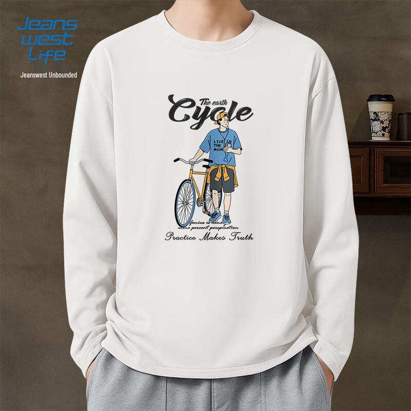 JEANSWEST LIFE Мужская футболка с длинным рукавом Earth Cycle, тяжелый хлопок