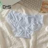 Women Panties Seamless Lace Bow Decor Soft Solid Color Elastic Thin High Waist Quick Drying Breathable Anti Septic Lady Underpants Briefs