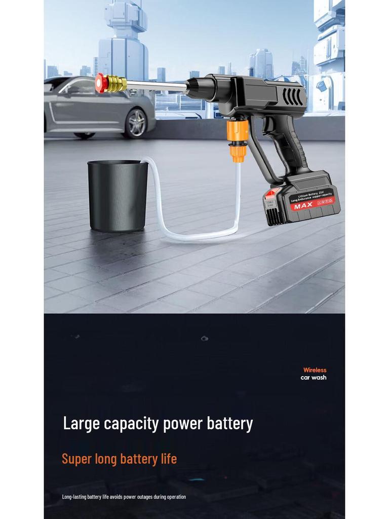 Портативный беспроводной пистолет для мойки автомобиля высокого давления с аккумулятором