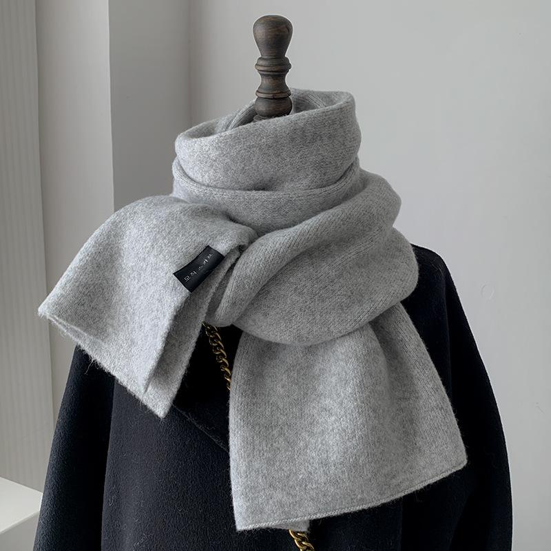 Корейская версия Шарф из смесовой шерсти Женский Мужской Осень Зима Мягкий Теплый Однотонный Шарф-муфта Высококачественный Толстый Теплый Шарф Мужской Женский