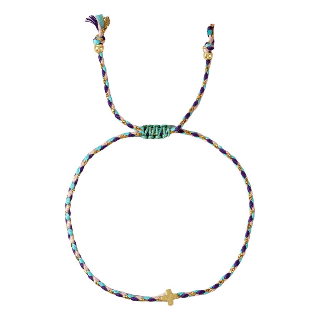 Multipurpose Bohemian Retro Styles Cotton Rope Crosses Bracelet Adjustable Multilayer Designs for Men and Women