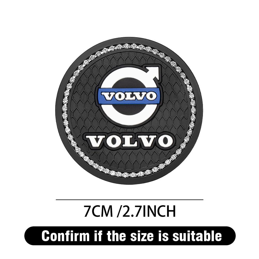 2PCS Car Coasters Rubber Water Cup Bottle Holder Anti-slip Pad For Volvo S40 S80L S60 S90 S70 XC40 XC90 XC60 V40 V60 V90 V70