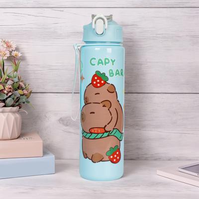 700 мл портативная бутылка для питья Capybara с трубочкой и ручкой дорожная кружка для воды Kawaii бутылка для воды для мальчиков и девочек ежедневного использования