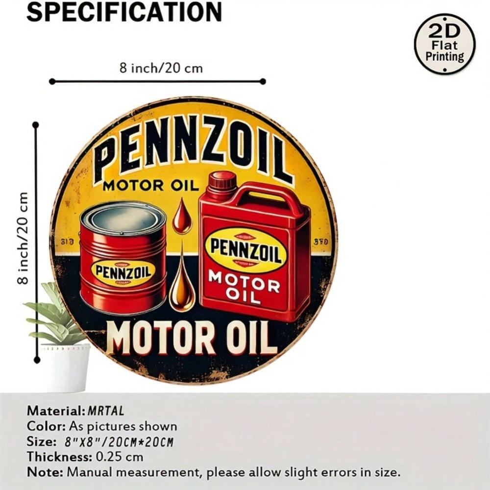 Винтажная металлическая вывеска Pennzoil Motor Oil Ретро Декор Гаража Мужская Берлога Подарок Настенное Искусство 8x8 Дюймов