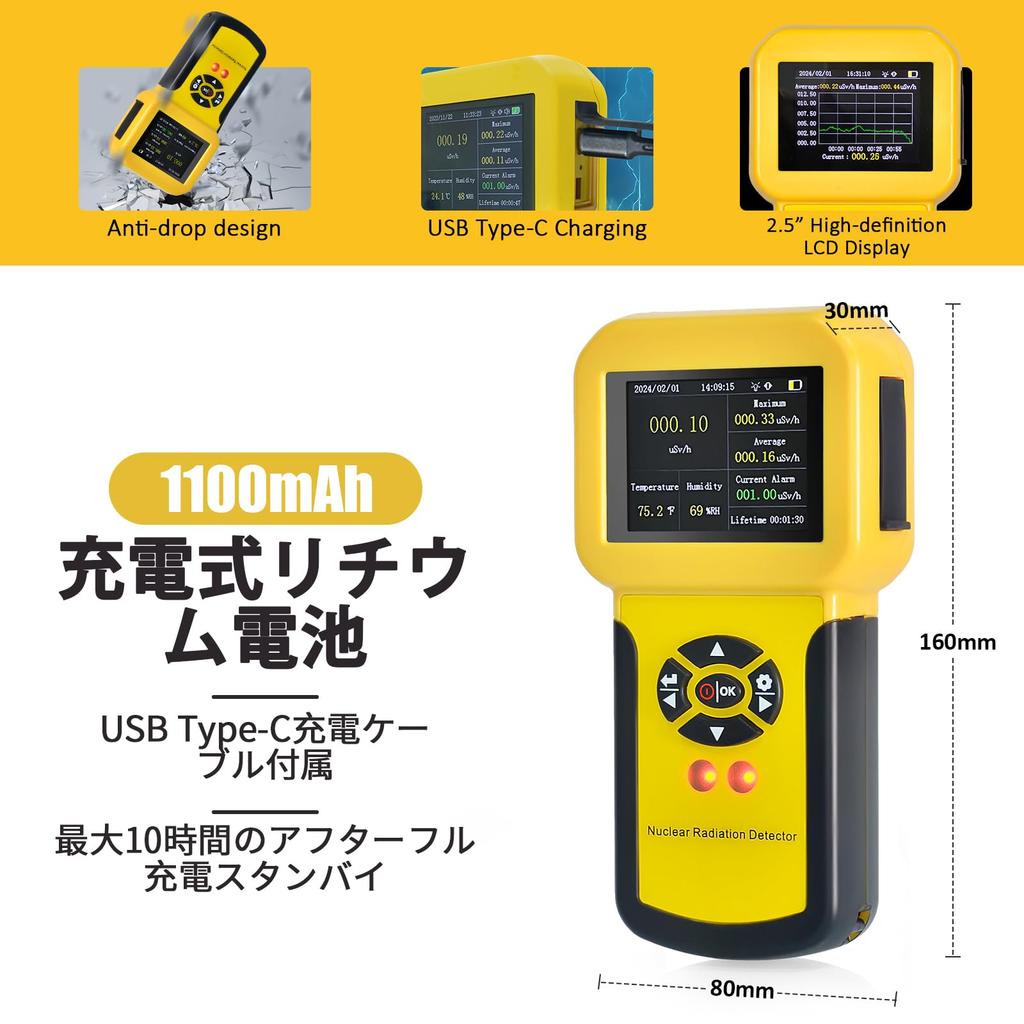 Счетчик Гейгера Высокоточный прибор для измерения радиации BTMETER Прибор для измерения радиоактивности Детектор ядерного излучения ЖК-дисплей