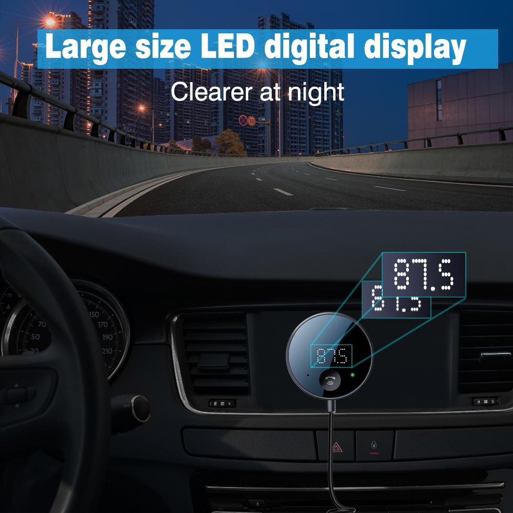 Беспроводной FM-передатчик Bluetooth 5.0 Автомобильный аудиопередатчик Bluetooth AUX Аудиоприемник MP3-плеер Автомобильный комплект Handsfree