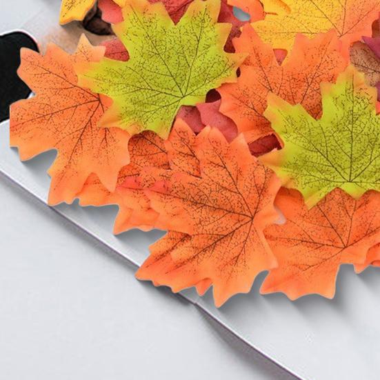 200 шт. искусственных кленовых листьев, реалистичные поддельные шелковые красочные осенние кленовые листья, украшение