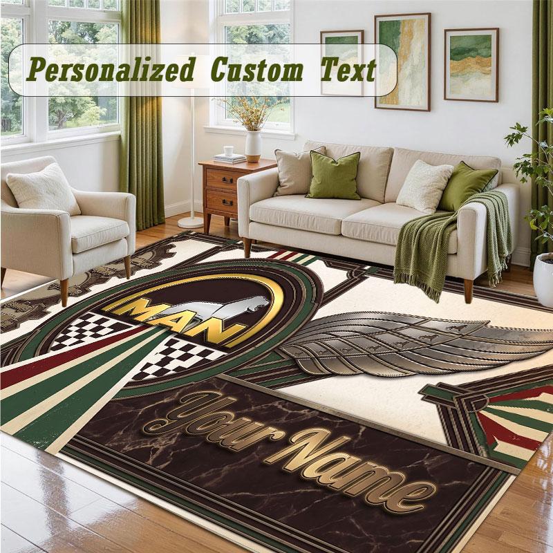 Crystal Velvet Square Rug Custom NameMAN Truck Pattern Non Slip Home Floor Decor Rug