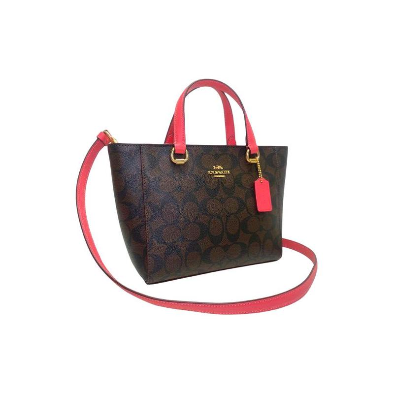 Coach Сумка Alice 21 на молнии, внутренний многофункциональный карман, покрытие из канваса и гладкая кожа, сумка-тоут, сумка-тоут, сумка для покупок, ручная