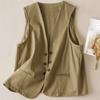 Летний льняной жилет Art Retro для женщин, свободный повседневный топ без рукавов для поездок на работу, майки, топы
