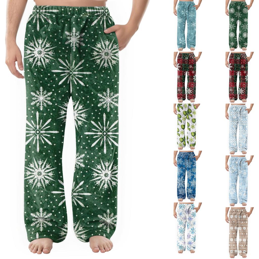 Мужские фланелевые повседневные брюки с карманом, Повседневные брюки с принтованным карманом, Домашние брюки для сна