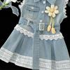 Girls Sleeveless Denim Dress Summer Fashionable Lace Trim Toddler Vest Dress Kids Casual Outfit