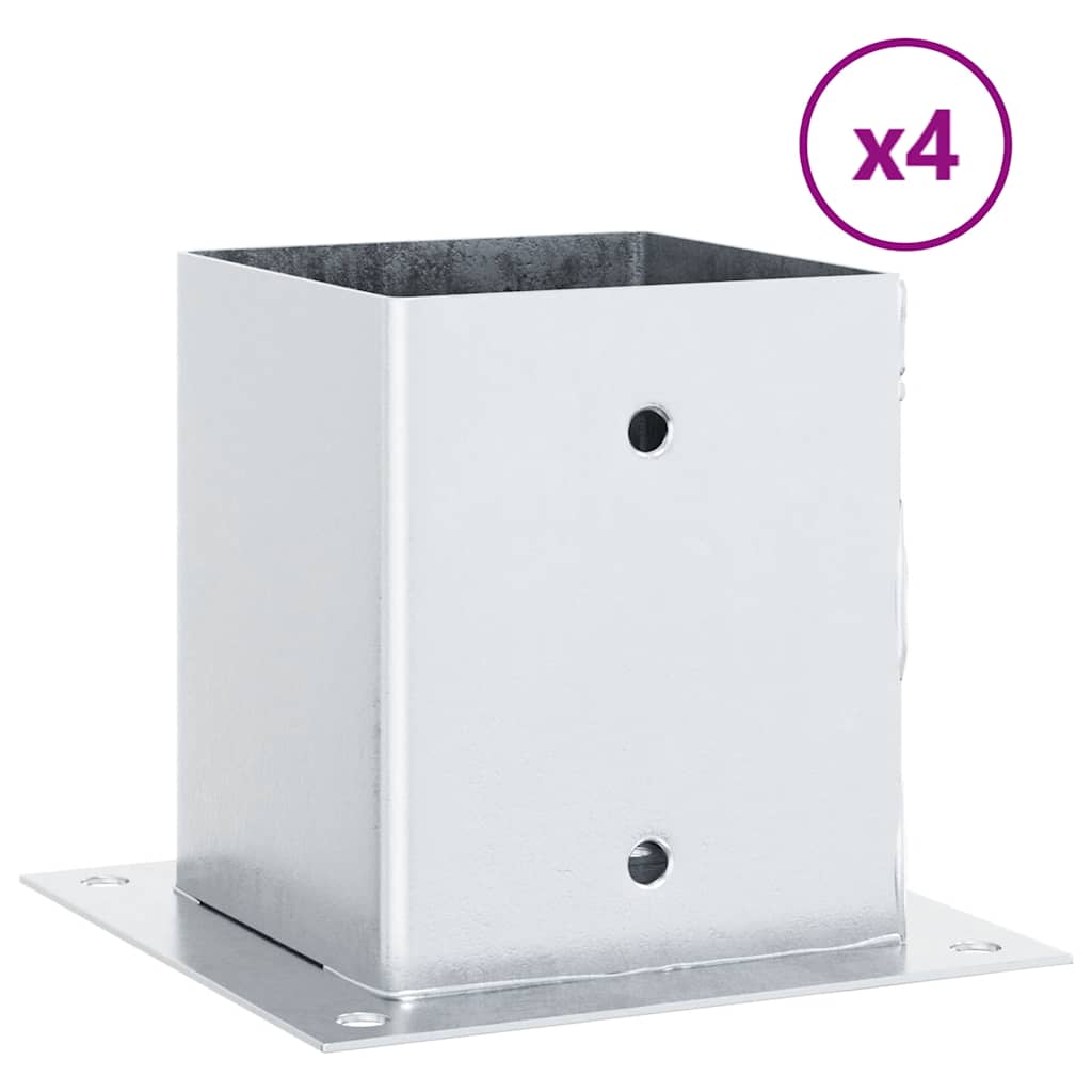 vidaXL Pfostenträger Quadratisch 4Stk. Silber 121x121mm Stahl Verzinkt