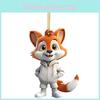 Очаровательная мультяшная лиса акриловая плоская елочная игрушка для украшения салона автомобиля