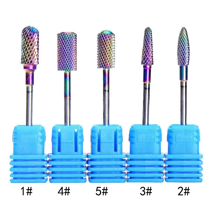 Rainbow Coating Tungsten Carbide Burrs For Nail Drill Bits With Stainless Steel Construction