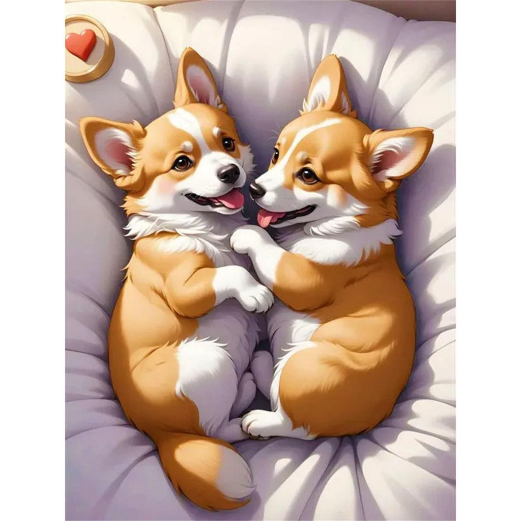 DIY Diamond Painting Cute Puppy Cross Stitch Kit Mosaic Art Diamond Painting Full Circle Diamond Home Decoration