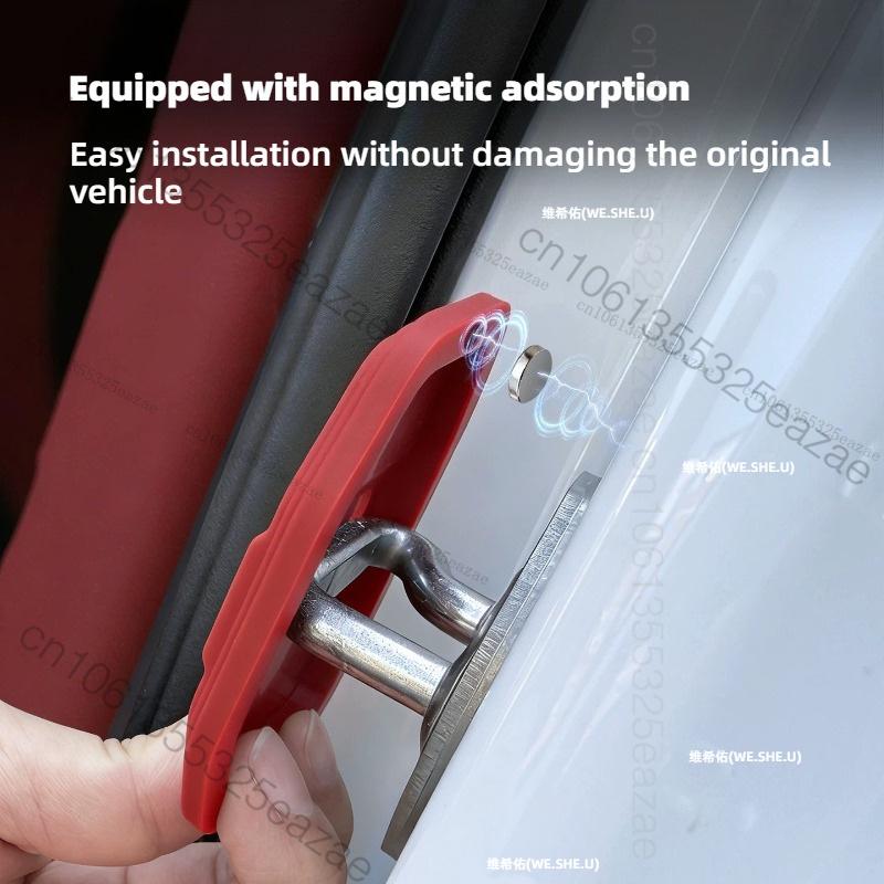 4Pcs Silicone Car Door Latch Cover For BYD Dolphin Mini Magnetic Attachment Version Door Lock Buckle Protector