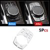 5PCS ABS Car Interior Multimedia Button Cover Trim For BMW G30 G38 5 Series 2017- Auto Interior Accessories