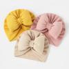 New Baby Knitted Cotton-filled Big Bow Baby Pullover Hat Boat Hat Children's Headscarf Hat