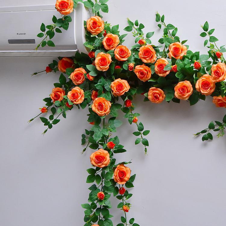 Ротанг Пластиковая Роза Лоза Искусственные Цветы для Свадебного Декора, Подвешивания к Потолку или Стене и Маскировки Труб Кондиционирования