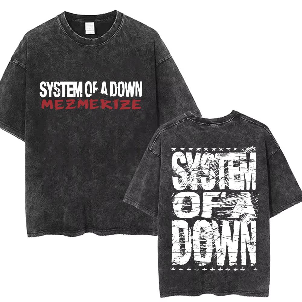 Washed Vintage System of A Down Toxicity Music Album Cover Tshirt Men Rock Oversized T Shirt s Alternative Metal Merch Tshirt