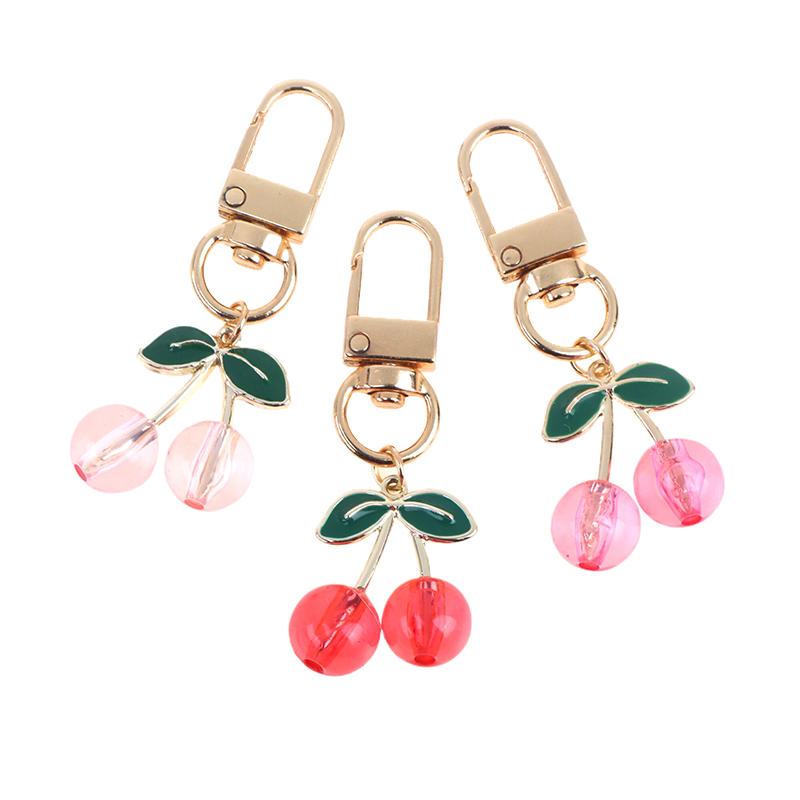 Charm Diy Jewelry Gifts Lovely Cherry Keychain Simulated Fruit Keyring Pendants For Women Girls Handbag Decoration