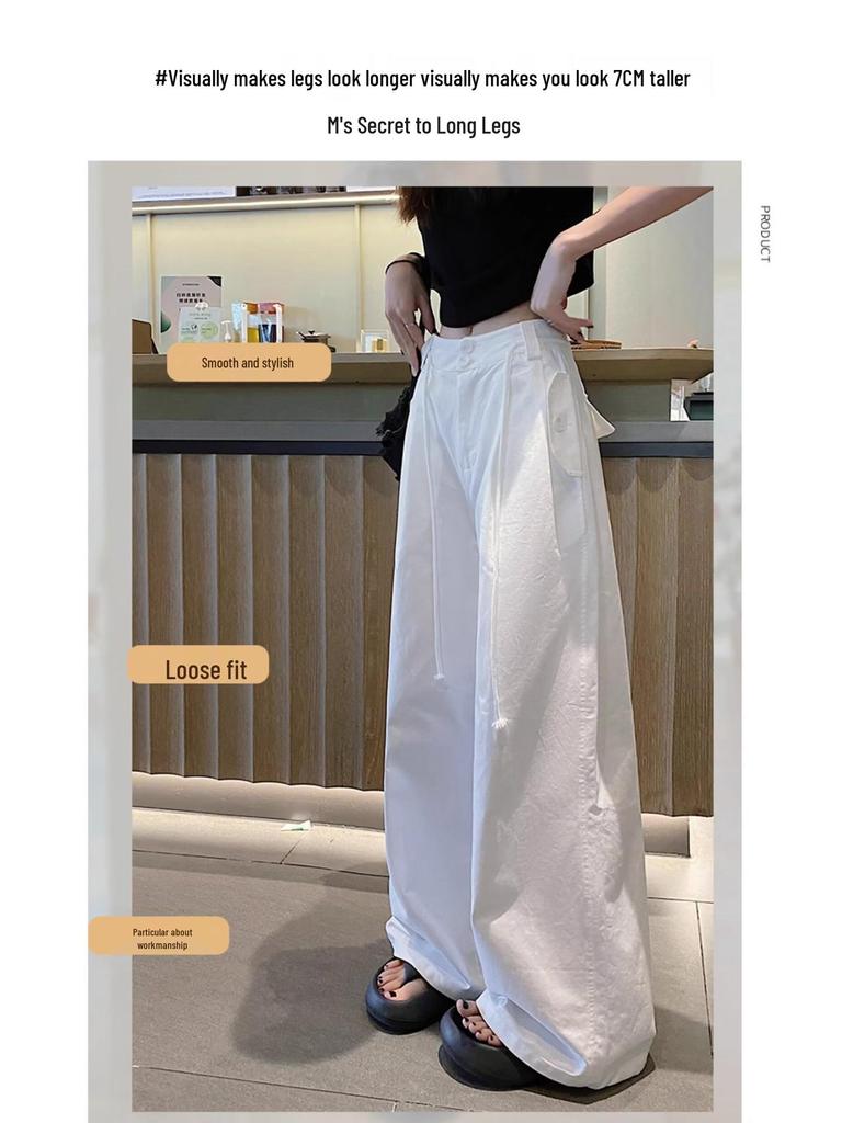 2025 Женские Корейский Тренд Свободные Повседневные Летние Брюки с Широкими Штанинами