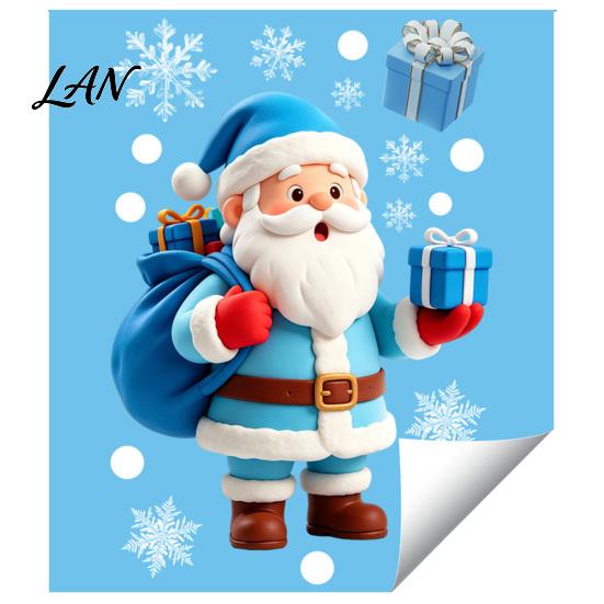 Festival Window Cling Christmas Static Glass Sticker, Santa Claus Snowman Reindeer Holiday Decals Cling, Reusable Waterproof Decorative Decal